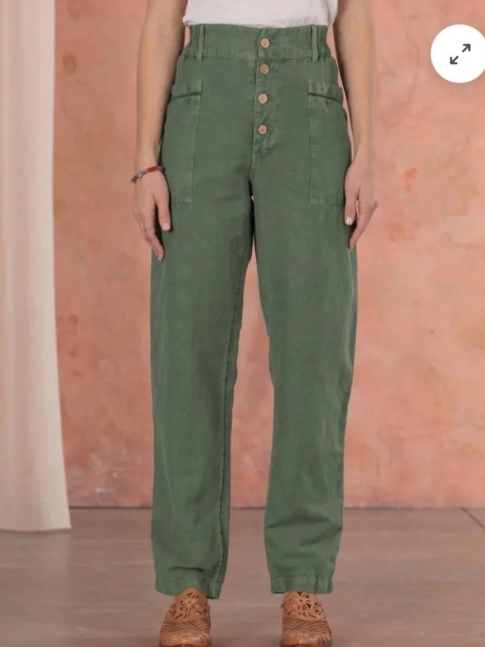 Sundance Army Green Ocean Linen Blend Pants